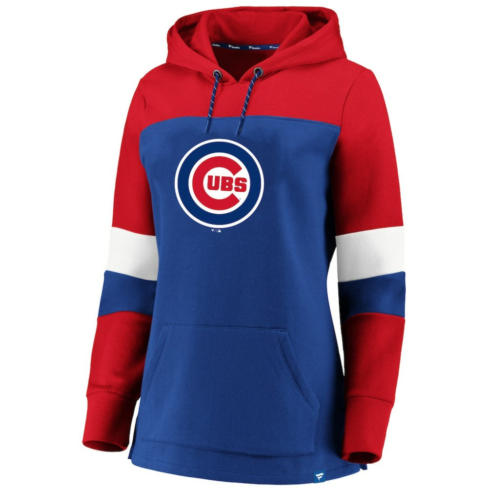 Chicago Cubs Women's Plus Size Colorblock Pullover Hoodie Royal