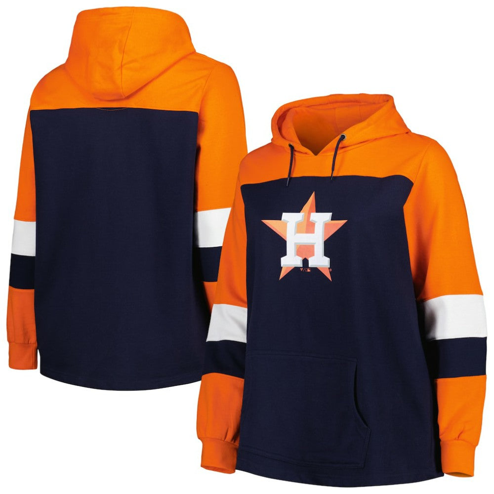 Houston Astros Women's Plus Size Colorblock Pullover Hoodie Navy