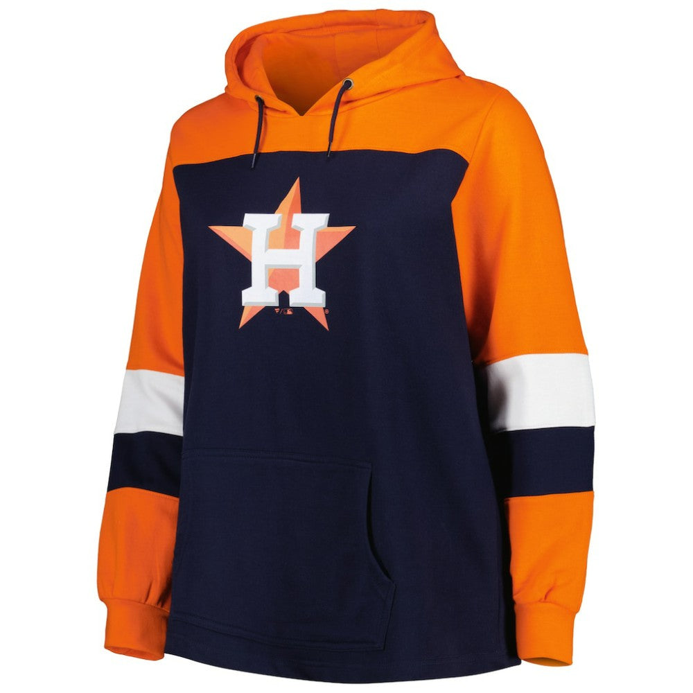 Houston Astros Women's Plus Size Colorblock Pullover Hoodie Navy