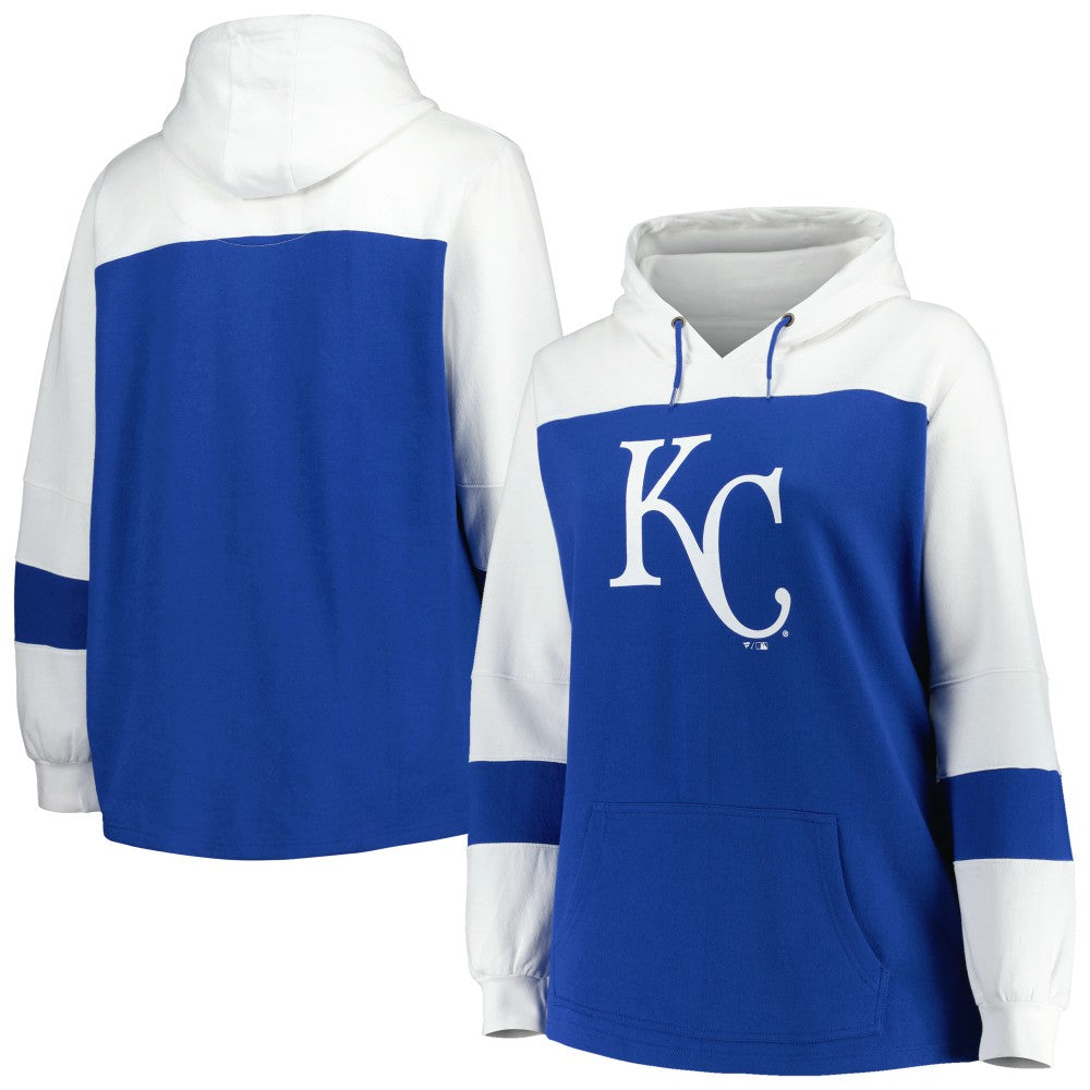 Kansas City Royals Women's Plus Size Colorblock Pullover Hoodie Royal
