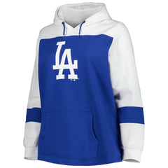Los Angeles Dodgers Women's Plus Size Colorblock Pullover Hoodie Royal