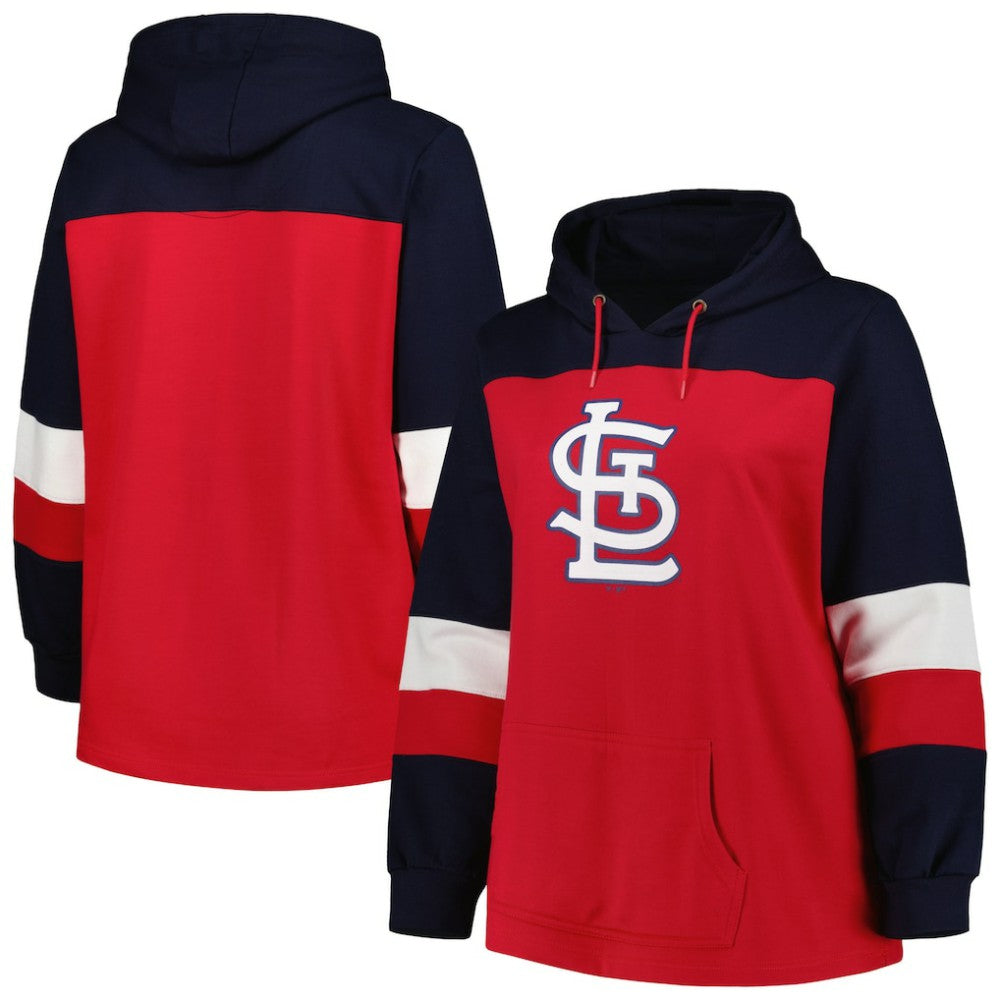 St. Louis Cardinals Women's Plus Size Colorblock Pullover Hoodie Red