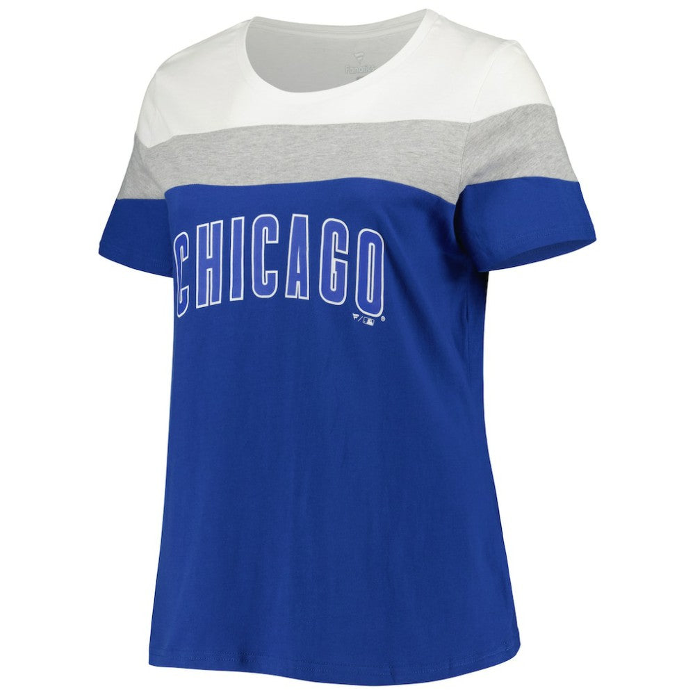 Chicago Cubs Women's Plus Size Colorblock T-Shirt Royal/Heather Gray