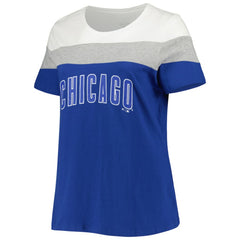 Chicago Cubs Women's Plus Size Colorblock T-Shirt Royal/Heather Gray