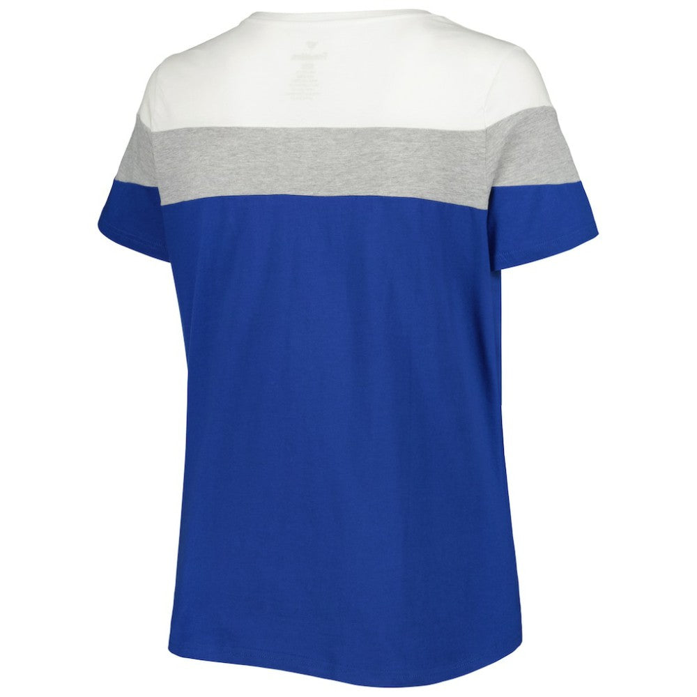 Chicago Cubs Women's Plus Size Colorblock T-Shirt Royal/Heather Gray