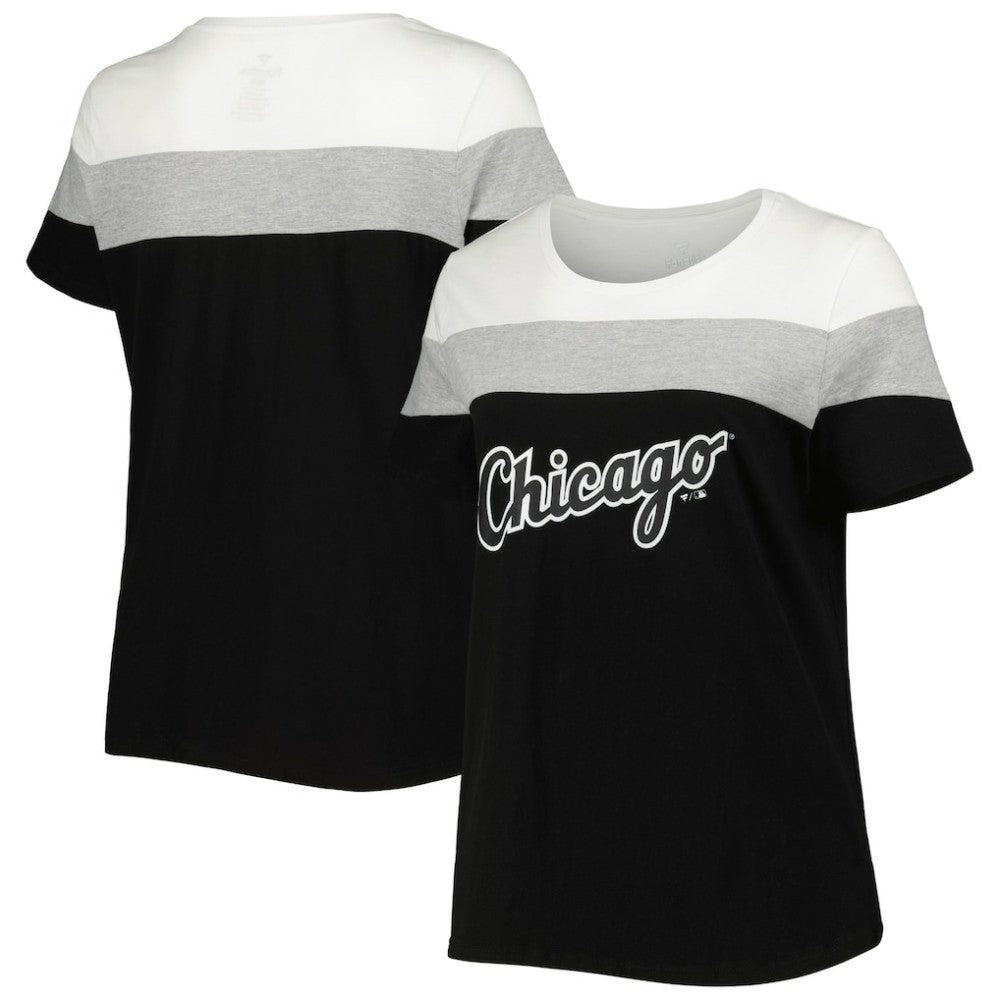 Chicago White Sox Women's Plus Size Colorblock T-Shirt Black/Heather Gray