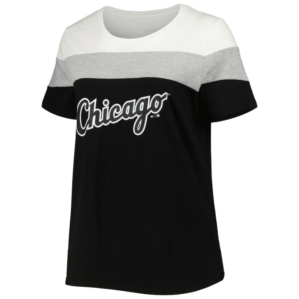 Chicago White Sox Women's Plus Size Colorblock T-Shirt Black/Heather Gray