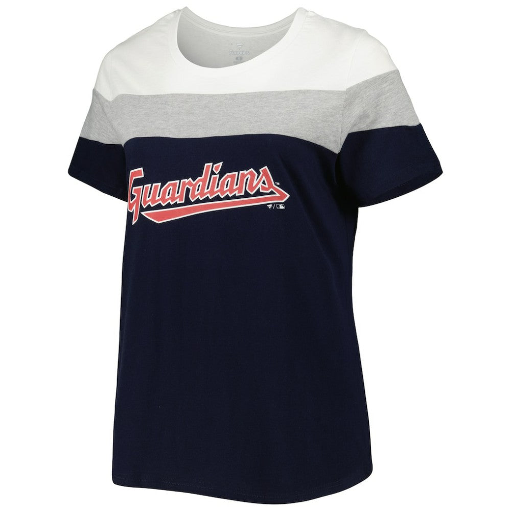 Cleveland Guardians Women's Plus Size Colorblock T-Shirt Navy/Heather Gray