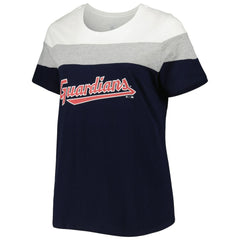 Cleveland Guardians Women's Plus Size Colorblock T-Shirt Navy/Heather Gray