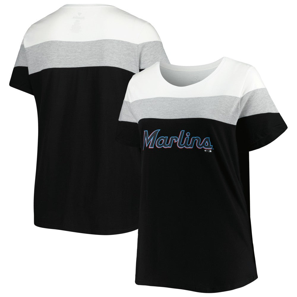 Miami Marlins Women's Plus Size Colorblock T-Shirt White/Black