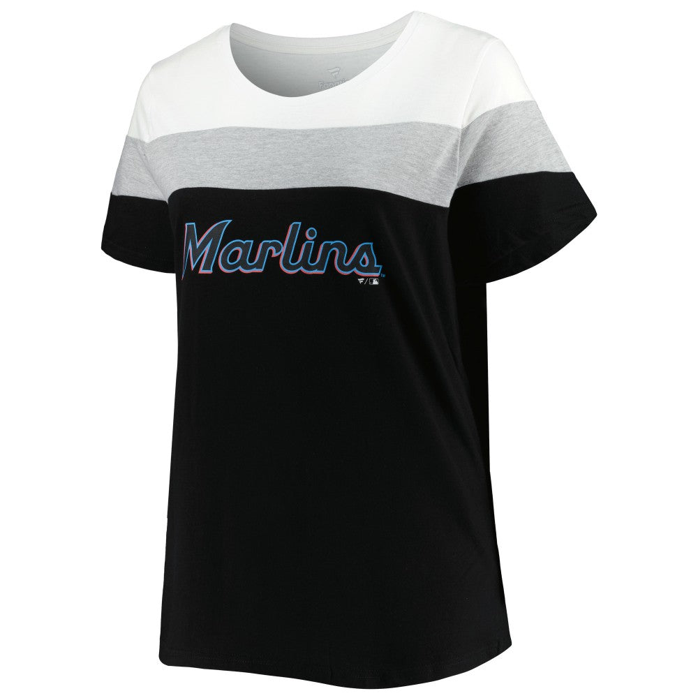 Miami Marlins Women's Plus Size Colorblock T-Shirt White/Black