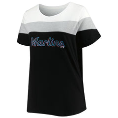 Miami Marlins Women's Plus Size Colorblock T-Shirt White/Black