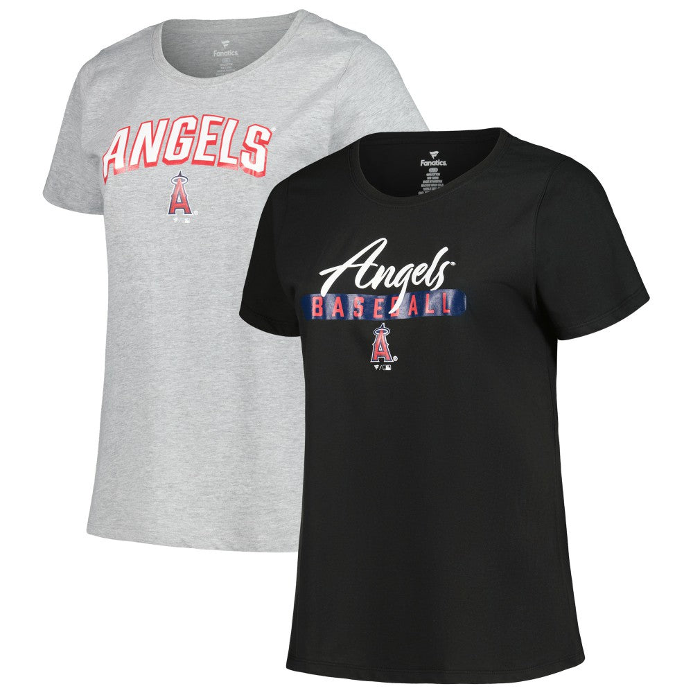 Los Angeles Angels Profile Women's Plus Size T-Shirt Combo Pack Black/Heather Gray