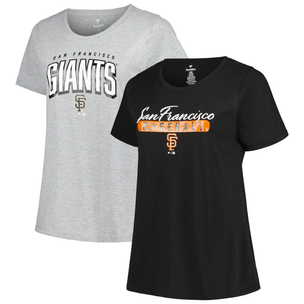 San Francisco Giants Profile Women's Plus Size T-Shirt Combo Pack Black/Heather Gray