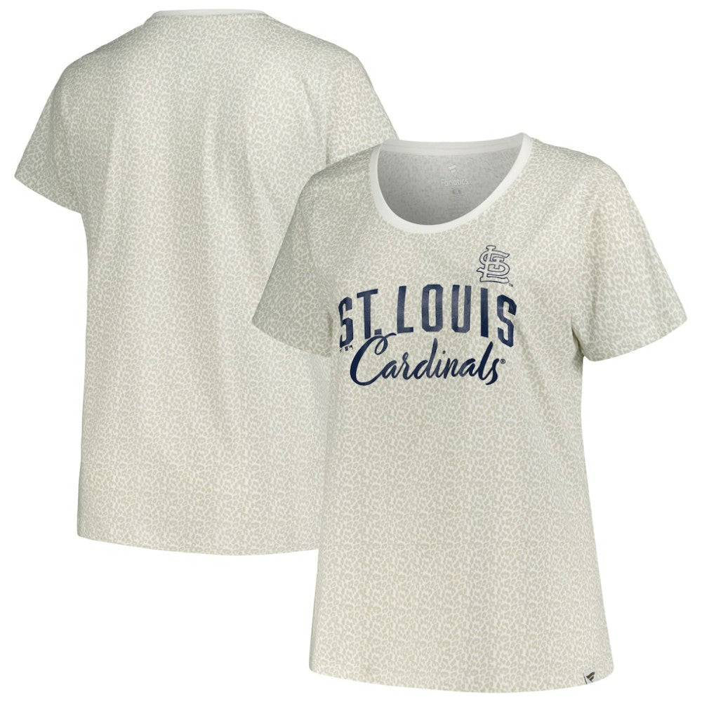 St. Louis Cardinals Profile Women's Plus Size Leopard T-Shirt White
