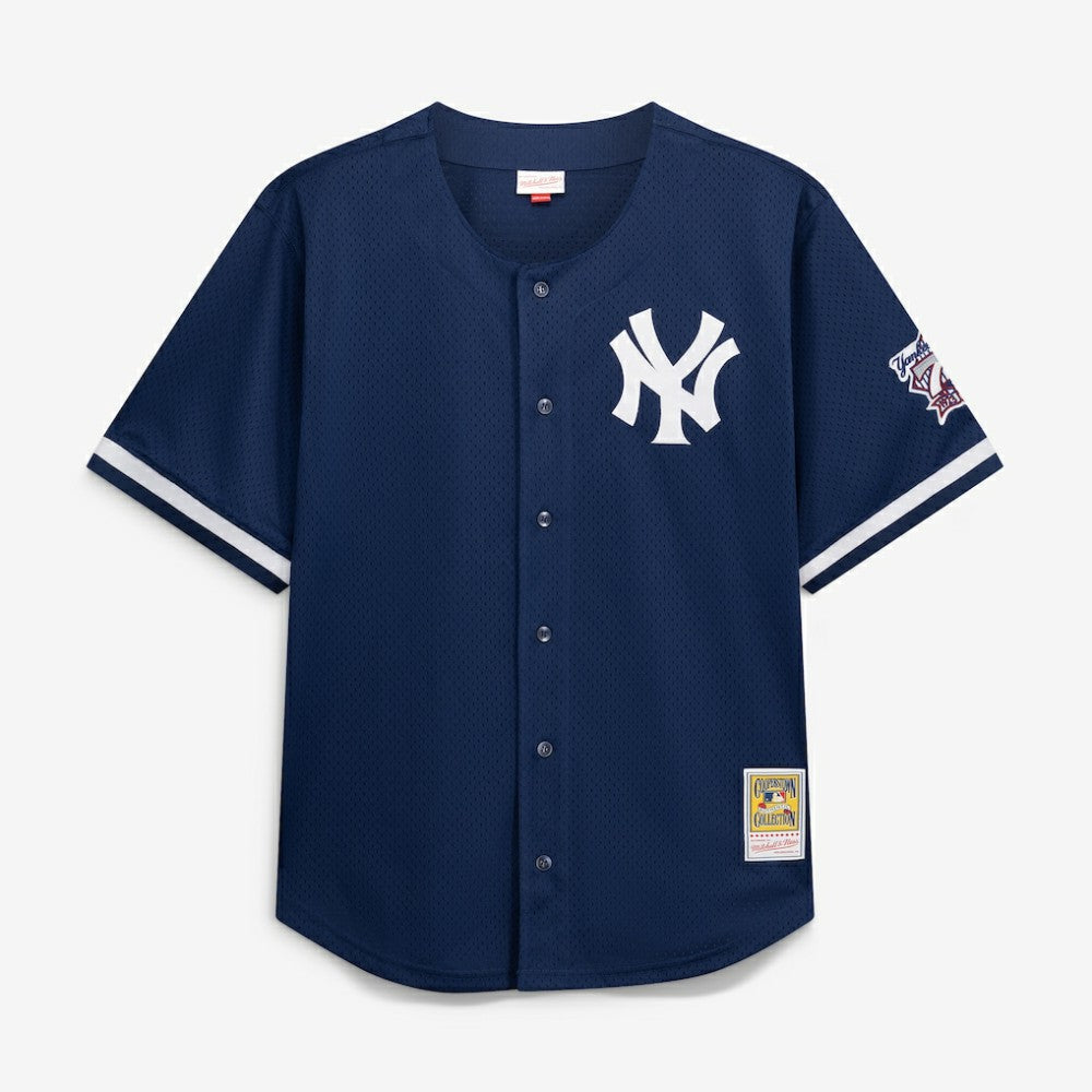 Derek Jeter New York Yankees Cooperstown Collection Mesh Batting Practice Button-Up Jersey Navy | Mitchell & Ness