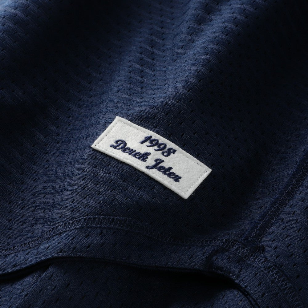 Derek Jeter New York Yankees Cooperstown Collection Mesh Batting Practice Button-Up Jersey Navy | Mitchell & Ness