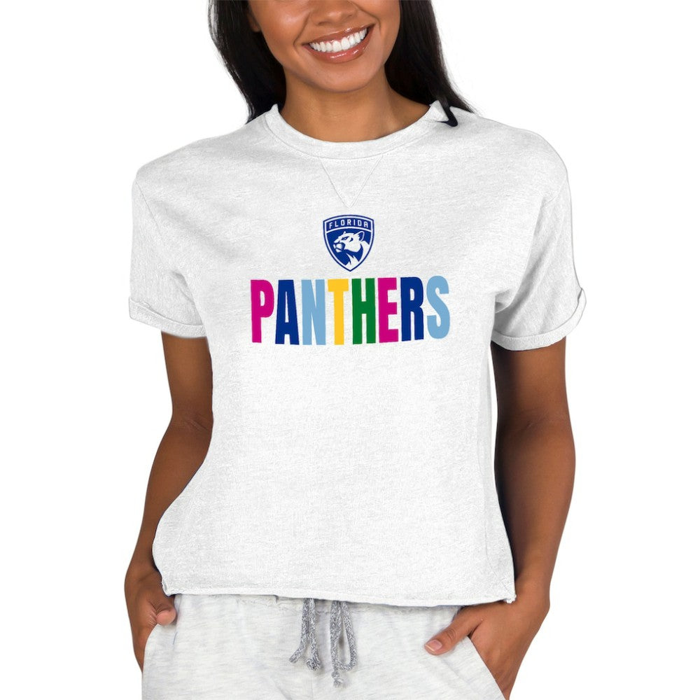 Florida Panthers Concepts Sport Women's Tri-Blend Mainstream Terry Short Sleeve Sweatshirt Top Oatmeal