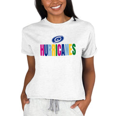 Carolina Hurricanes Concepts Sport Women's Tri-Blend Mainstream Terry Short Sleeve Sweatshirt Top Oatmeal