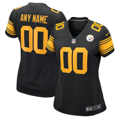 Pittsburgh Steelers Women's Alternate Custom Game Jersey - Black
