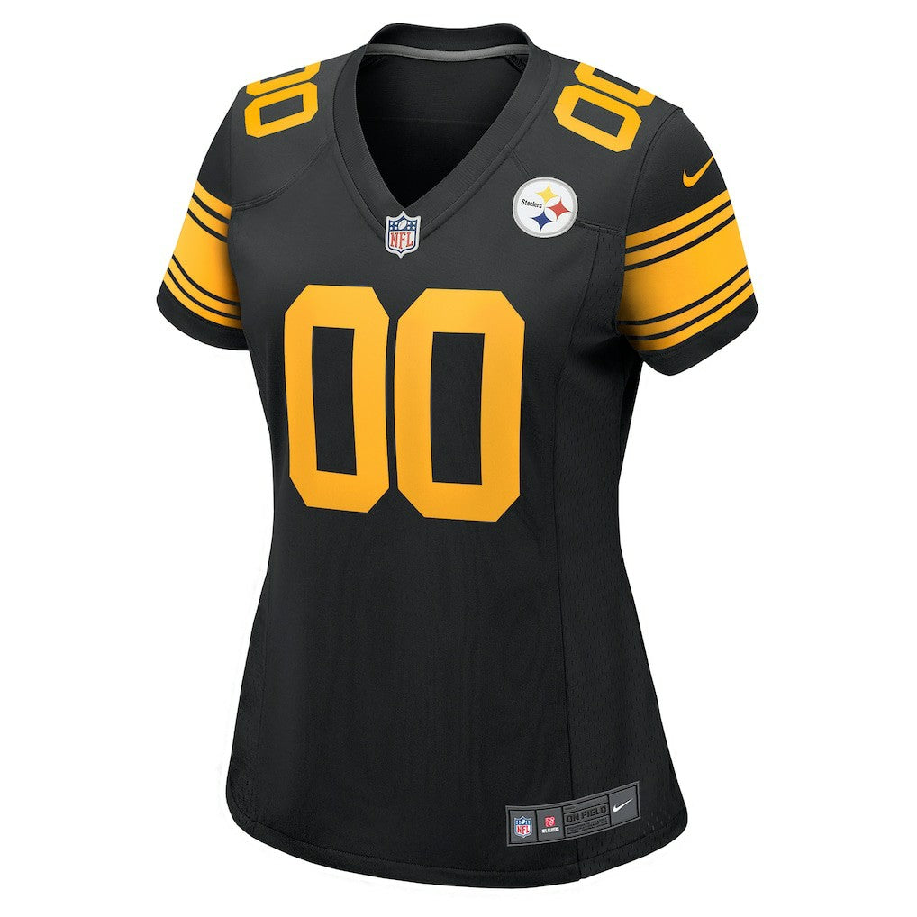 Pittsburgh Steelers Women's Alternate Custom Game Jersey - Black