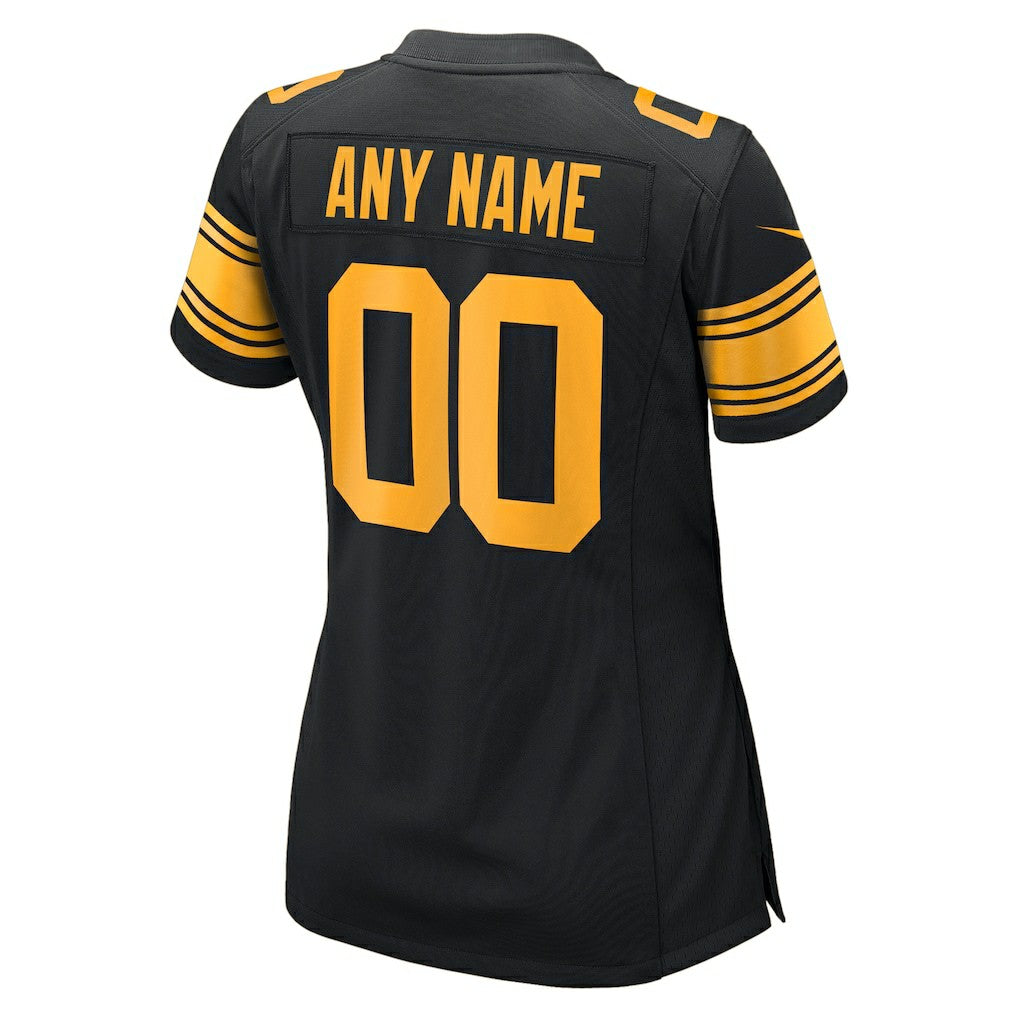 Pittsburgh Steelers Women's Alternate Custom Game Jersey - Black