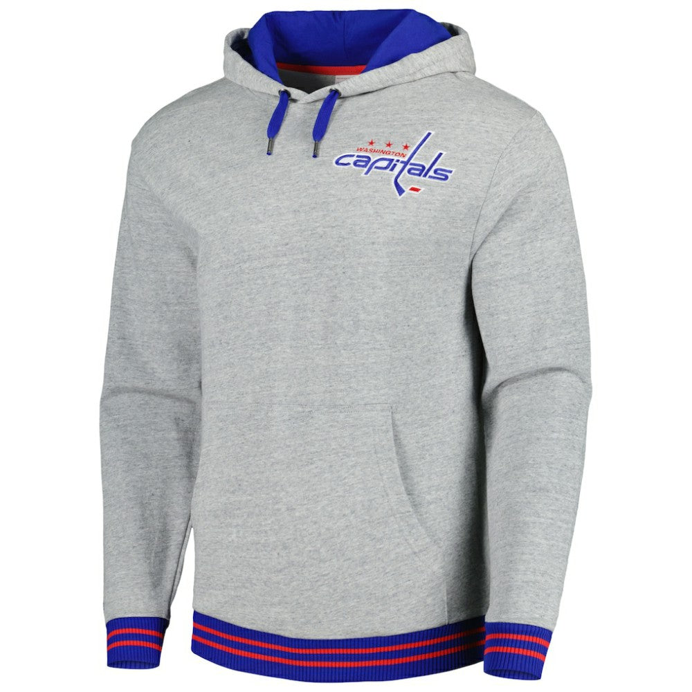 Washington Capitals Mitchell & Ness Classic French Terry Pullover Hoodie Heather Gray