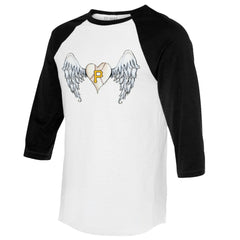 Pittsburgh Pirates Tiny Turnip Women's Angel Wings 3/4-Sleeve Raglan T-Shirt White/Black