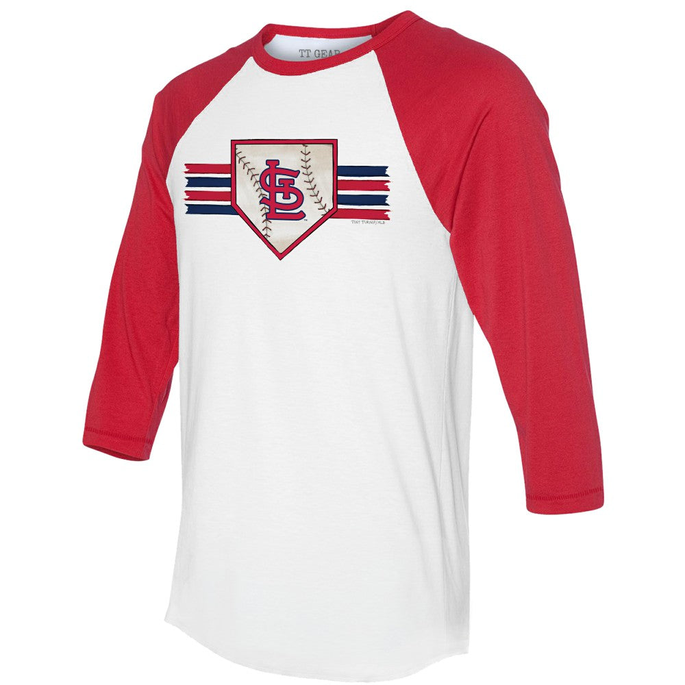 St. Louis Cardinals Tiny Turnip Women's Base Stripe 3/4-Sleeve Raglan T-Shirt White/Red