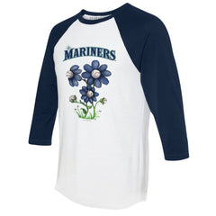 Seattle Mariners Tiny Turnip Women's Blooming Baseballs 3/4-Sleeve Raglan T-Shirt White/Navy
