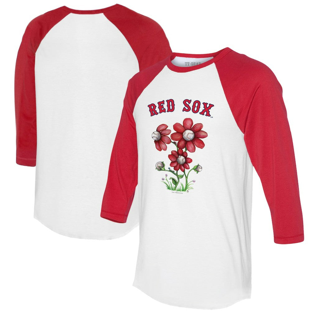Boston Red Sox Tiny Turnip Women's Blooming Baseballs 3/4-Sleeve Raglan T-Shirt White/Red