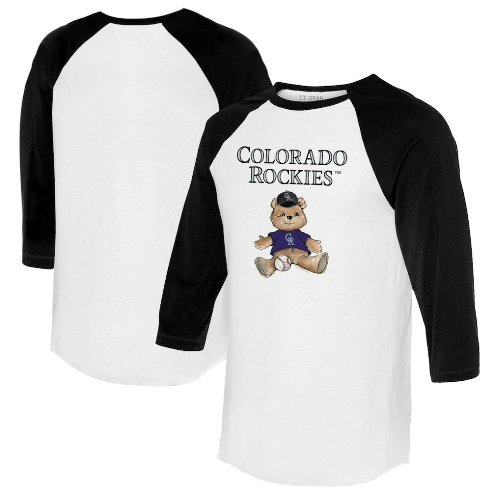 Colorado Rockies Tiny Turnip Women's Teddy Boy 3/4-Sleeve Raglan T-Shirt White/Black