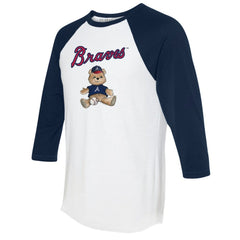 Atlanta Braves Tiny Turnip Women's Teddy Boy 3/4-Sleeve Raglan T-Shirt White/Navy