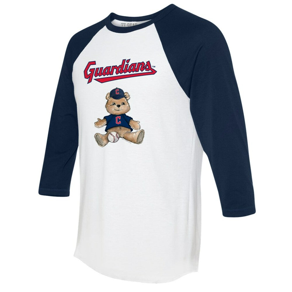 Cleveland Guardians Tiny Turnip Women's Teddy Boy 3/4-Sleeve Raglan T-Shirt White/Navy