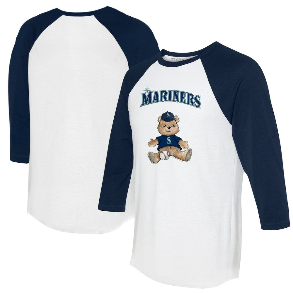 Seattle Mariners Tiny Turnip Women's Teddy Boy 3/4-Sleeve Raglan T-Shirt White/Navy