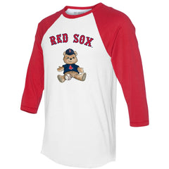 Boston Red Sox Tiny Turnip Women's Teddy Boy 3/4-Sleeve Raglan T-Shirt White/Red