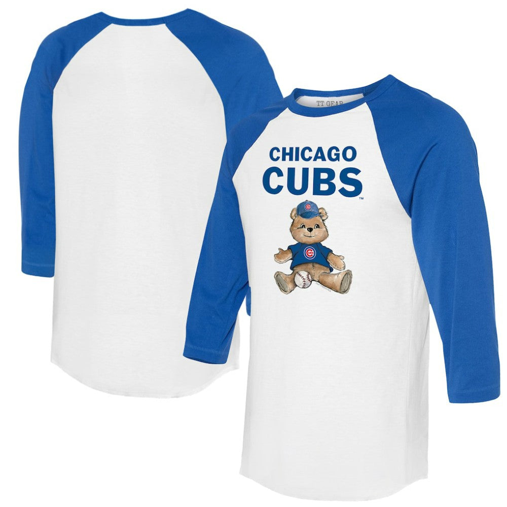 Chicago Cubs Tiny Turnip Women's Teddy Boy 3/4-Sleeve Raglan T-Shirt White/Royal