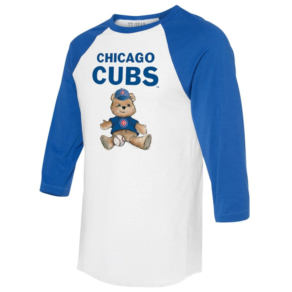 Chicago Cubs Tiny Turnip Women's Teddy Boy 3/4-Sleeve Raglan T-Shirt White/Royal