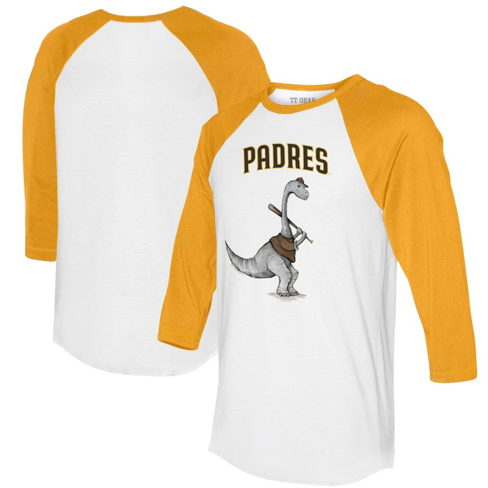 San Diego Padres Tiny Turnip Women's Bronto 3/4-Sleeve Raglan T-Shirt White/Gold