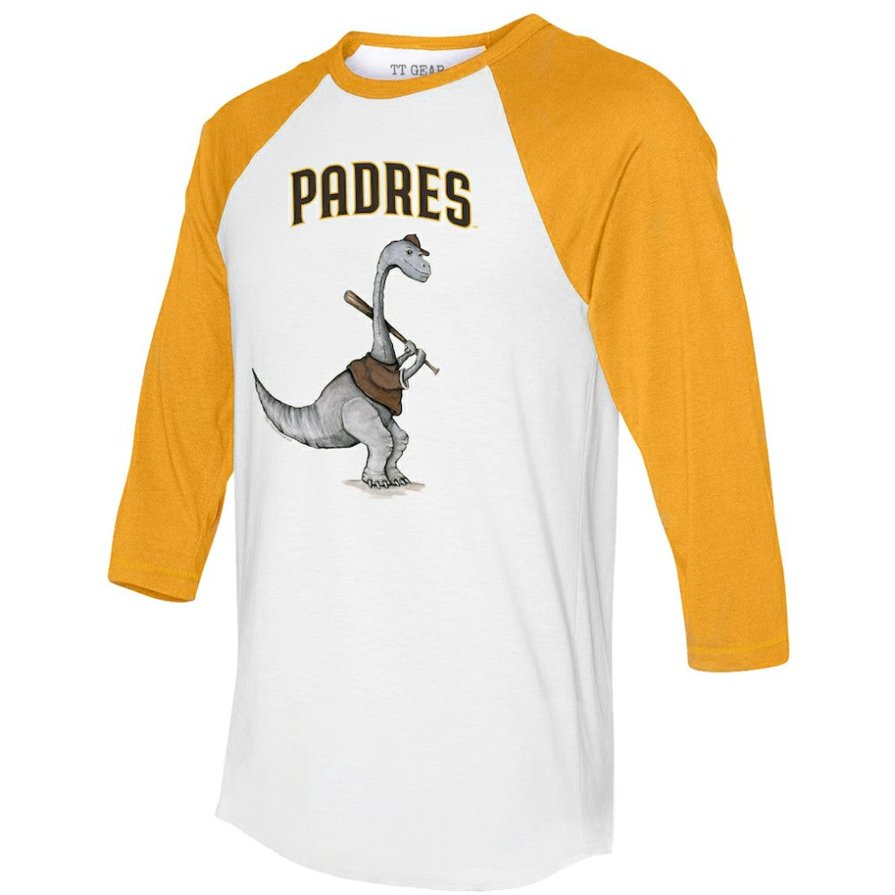 San Diego Padres Tiny Turnip Women's Bronto 3/4-Sleeve Raglan T-Shirt White/Gold