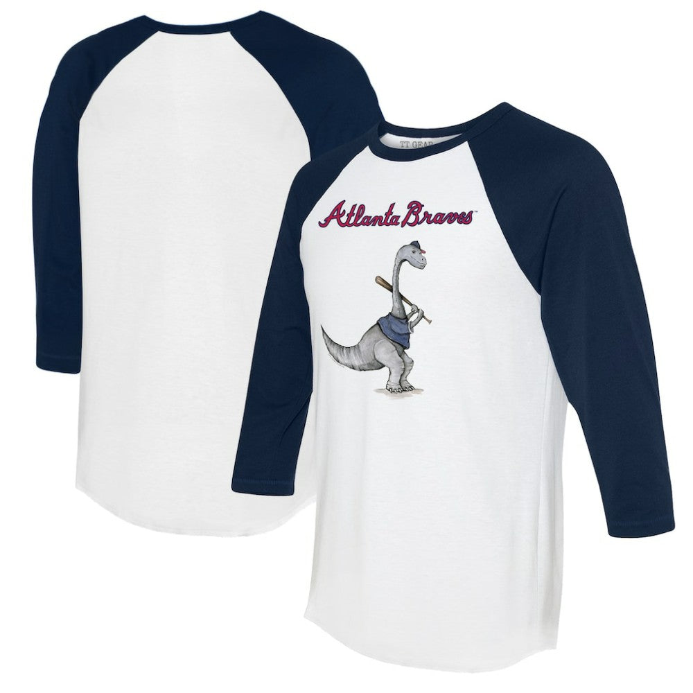 Atlanta Braves Tiny Turnip Women's Bronto 3/4-Sleeve Raglan T-Shirt White/Navy