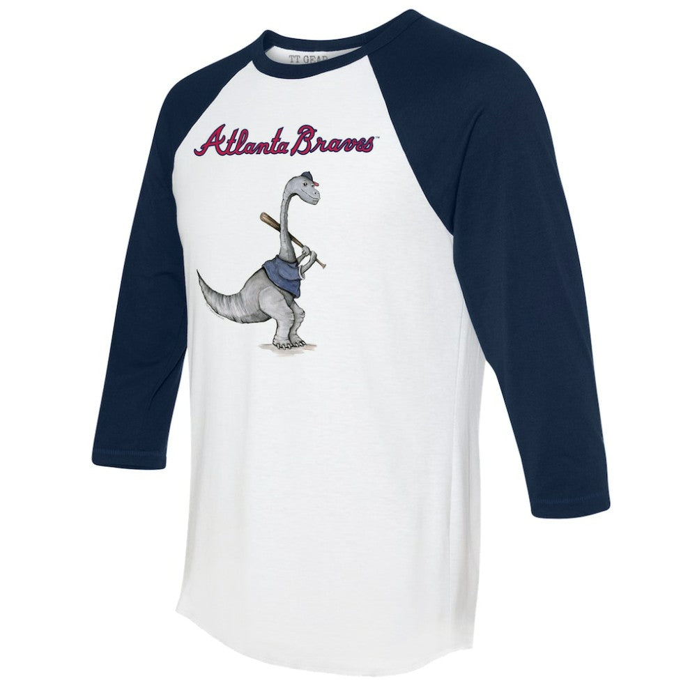 Atlanta Braves Tiny Turnip Women's Bronto 3/4-Sleeve Raglan T-Shirt White/Navy