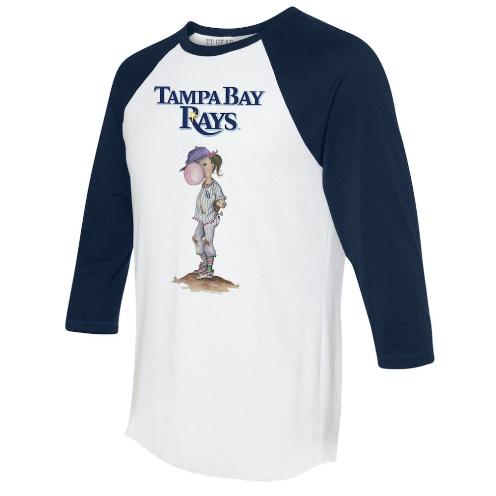 Tampa Bay Rays Tiny Turnip Women's Bubbles 3/4-Sleeve Raglan T-Shirt White/Navy