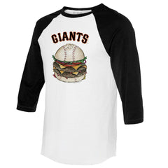 San Francisco Giants Tiny Turnip Women's Burger 3/4-Sleeve Raglan T-Shirt White/Black