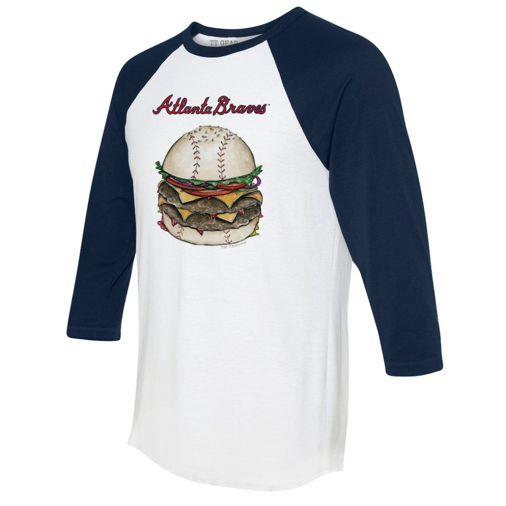 Atlanta Braves Tiny Turnip Women's Burger 3/4-Sleeve Raglan T-Shirt White/Navy