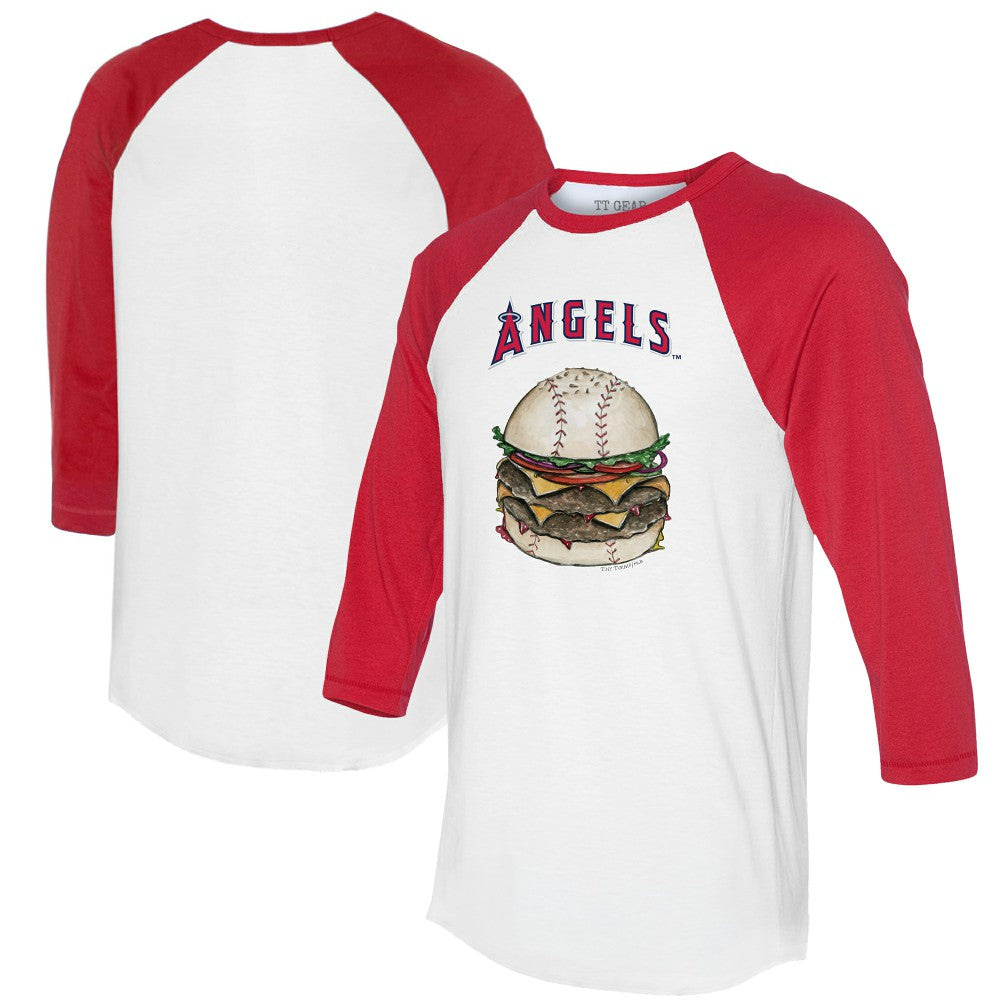 Los Angeles Angels Tiny Turnip Women's Burger 3/4-Sleeve Raglan T-Shirt White/Red