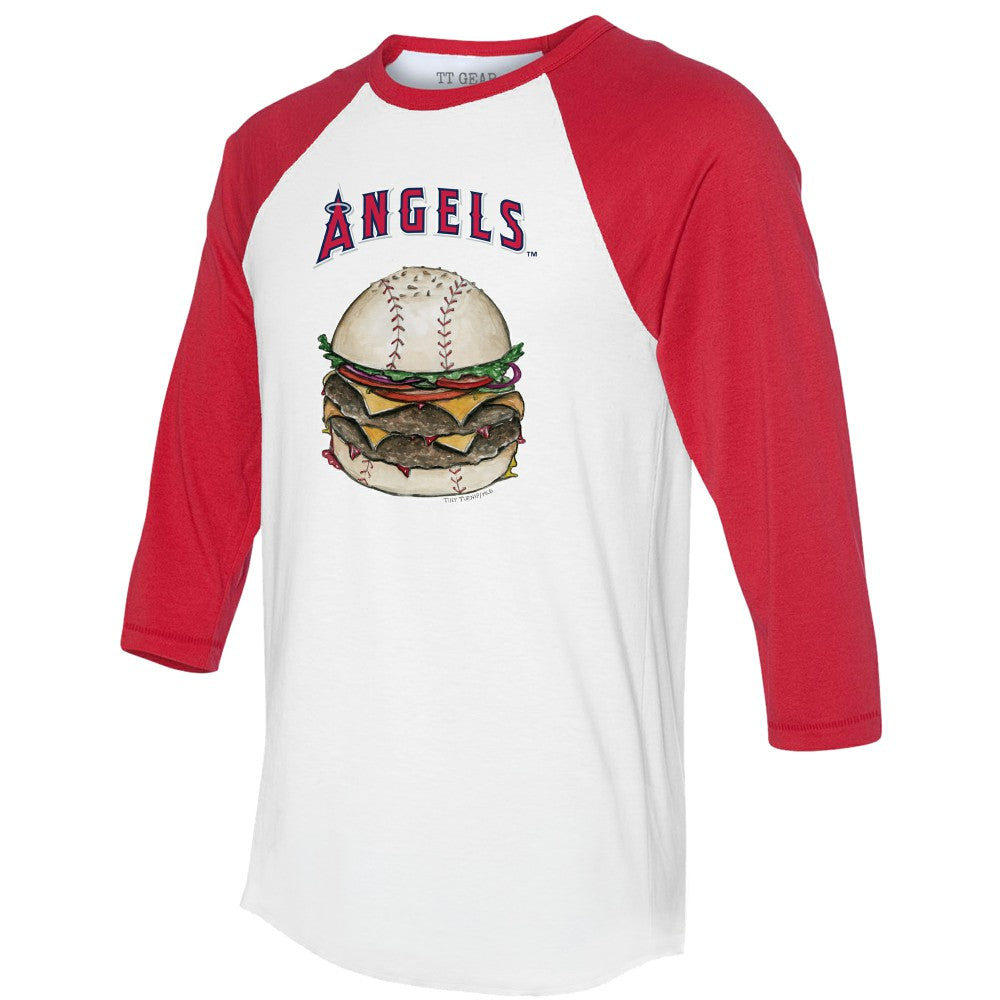 Los Angeles Angels Tiny Turnip Women's Burger 3/4-Sleeve Raglan T-Shirt White/Red