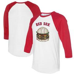 Boston Red Sox Tiny Turnip Women's Burger 3/4-Sleeve Raglan T-Shirt White/Red