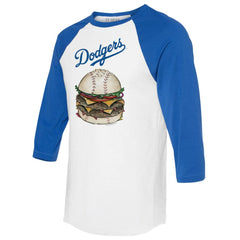 Los Angeles Dodgers Tiny Turnip Women's Burger 3/4-Sleeve Raglan T-Shirt White/Royal