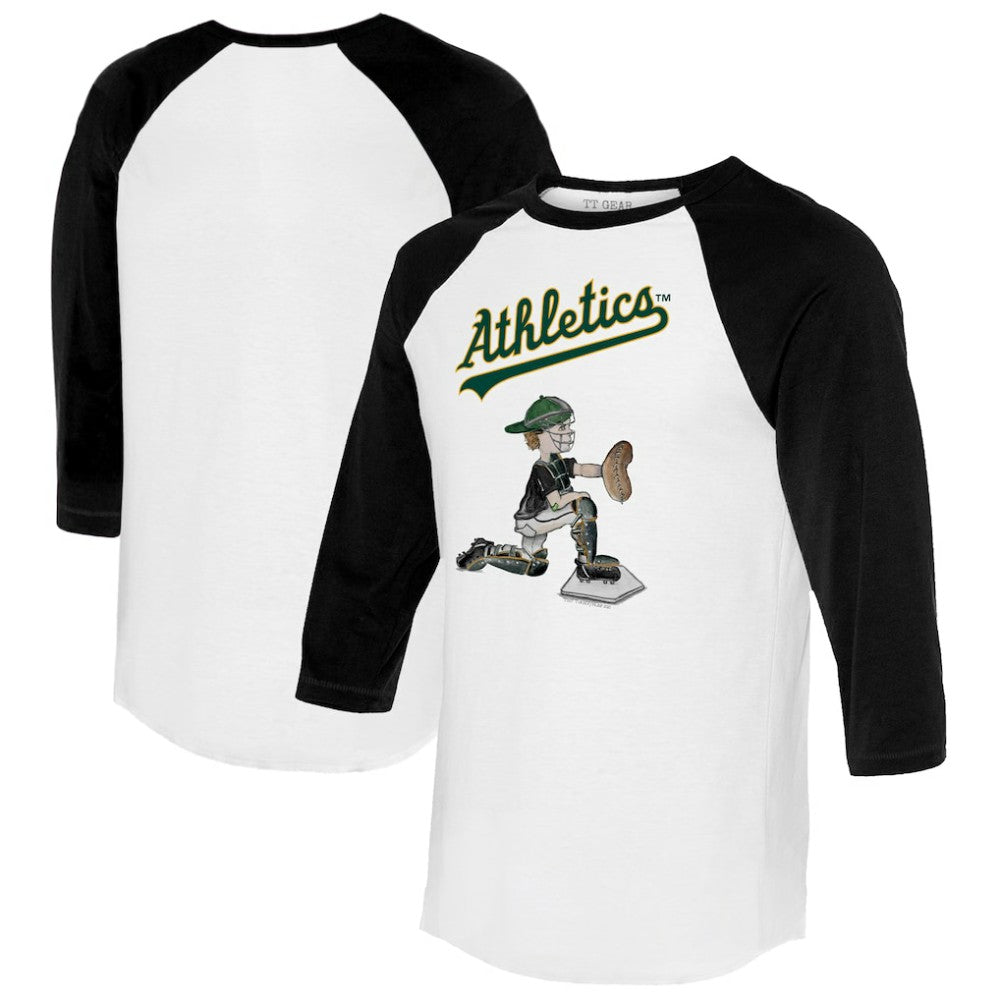 Athletics Tiny Turnip Women's Caleb 3/4-Sleeve Raglan T-Shirt White/Black